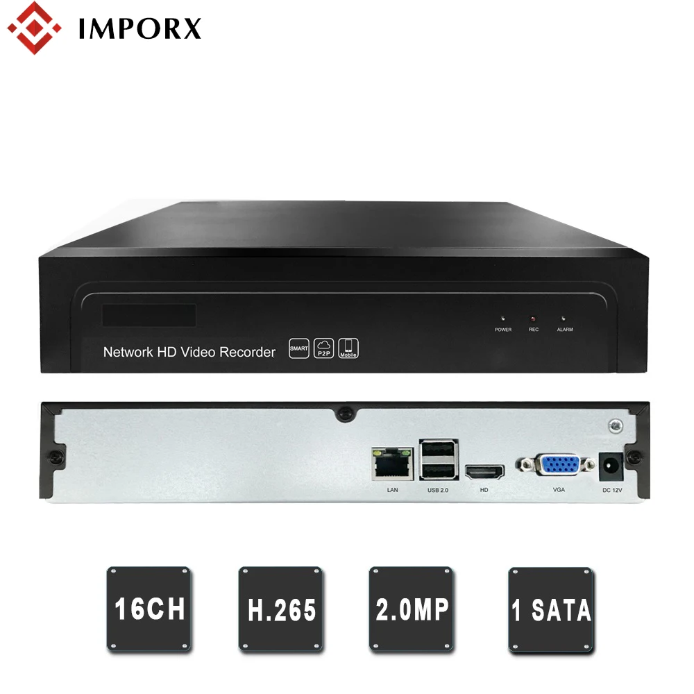 IMPORX 16CH 2MP or 9ch 5MP NVR H.265 1U 1HDD Network Video Recorder For IP Camera System Support ONVIF P2P Motion Detection 4TB
IMPORX 16CH 2MP or 9ch 5MP NVR H.265 1U 1HDD Network Video Recorder For IP Camera System Support ONVIF P2P Motion Detection 4TB