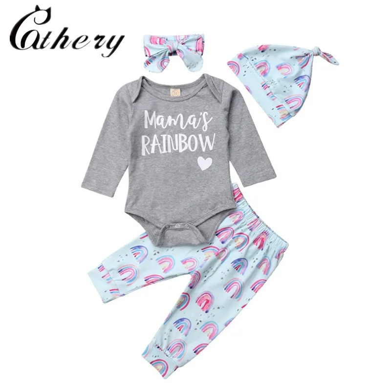 Cathery Fashion Rainbow 4pcs Newborn Baby Kid Girls Tops Romper Pants Cotton Outfits Set Clothes
Cathery Fashion Rainbow 4pcs Newborn Baby Kid Girls Tops Romper Pants Cotton Outfits Set Clothes