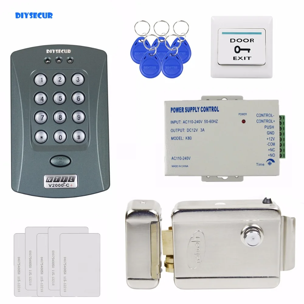 DIYSECUR Full Kit Set 125KHz RFID Password Keypad Access Control System Security Kit + Electric Lock V2000-C
DIYSECUR Full Kit Set 125KHz RFID Password Keypad Access Control System Security Kit + Electric Lock V2000-C
