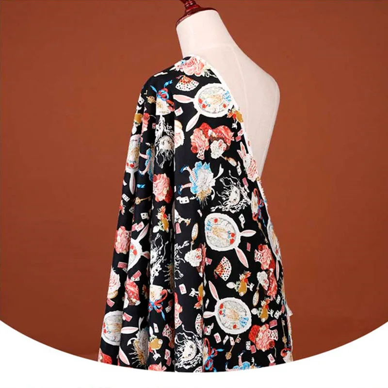 Alice in Wonderland Rabbit Black Cotton Fabric for Woman Girl Summer Dresses Skirt Blouse Pants Sewing DIY
Alice in Wonderland Rabbit Black Cotton Fabric for Woman Girl Summer Dresses Skirt Blouse Pants Sewing DIY