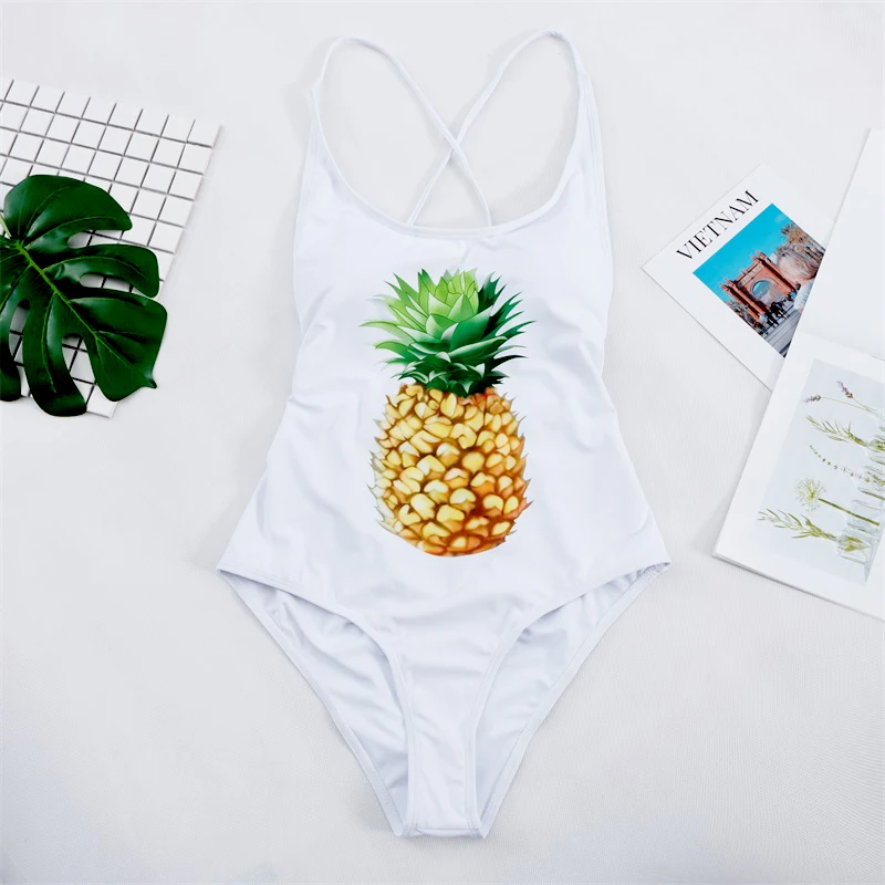 Women Swim Bodysuits One-Piece Swimsuit Pineapple Print Cross Back Bandage Swimwear Sexy Open Back Thong Bathsuit Monokini
Women Swim Bodysuits One-Piece Swimsuit Pineapple Print Cross Back Bandage Swimwear Sexy Open Back Thong Bathsuit Monokini