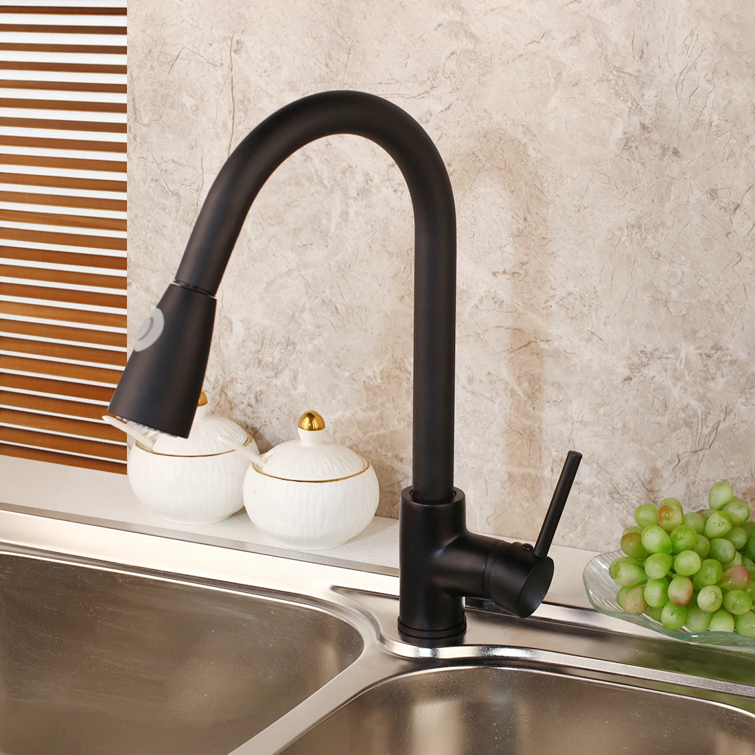 Kitchen Pull Out Faucet 360 Swivel Pull Out Spout Black Basin Faucet Stream Spray Water Rotated Mixer Tap
Kitchen Pull Out Faucet 360 Swivel Pull Out Spout Black Basin Faucet Stream Spray Water Rotated Mixer Tap