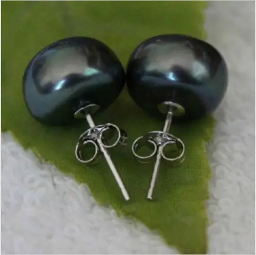 Natural>Cultured Freshwater 10-11mm Silver Stud Pearl Earrings Black 925 Sterling Silver Stud
Natural>Cultured Freshwater 10-11mm Silver Stud Pearl Earrings Black 925 Sterling Silver Stud