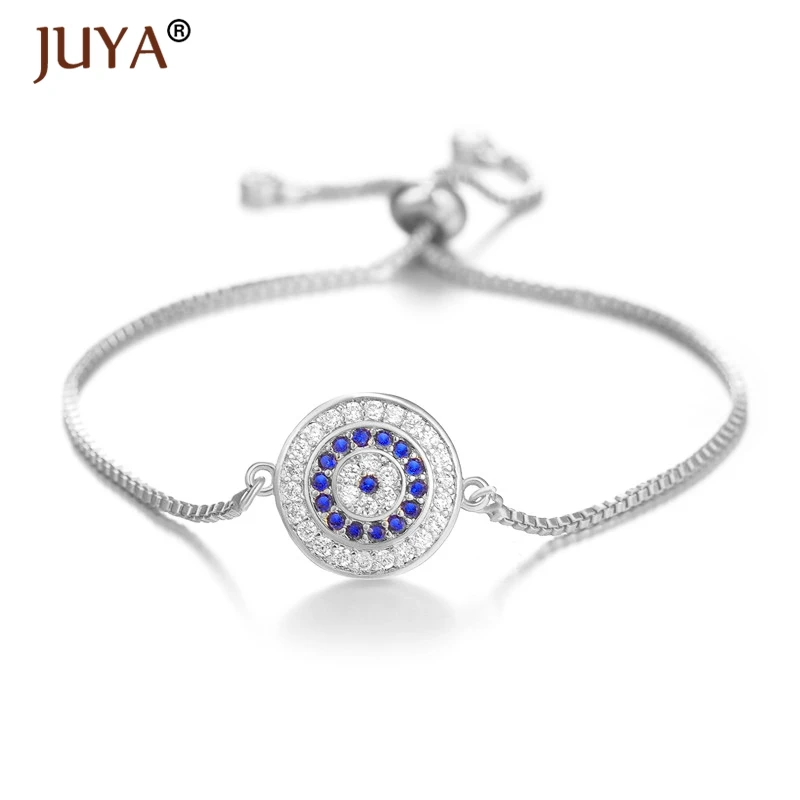 Juya Fashion Copper Inlaid Clear and Blue Zircon Turkish Round Evil Eye Bracelets For Women Lucky Amulet Jewelry Silver Bracelet
Juya Fashion Copper Inlaid Clear and Blue Zircon Turkish Round Evil Eye Bracelets For Women Lucky Amulet Jewelry Silver Bracelet