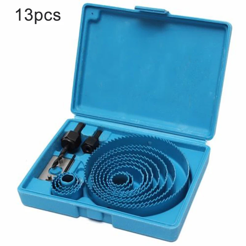 13pc Hole Saw Bit Kit Set Holesaw Wood Sheet Metal - 3/4" - 5" Inch 64-127mm For Cutting Wood Aluminum PlateThin Sheet Metal
13pc Hole Saw Bit Kit Set Holesaw Wood Sheet Metal - 3/4" - 5" Inch 64-127mm For Cutting Wood Aluminum PlateThin Sheet Metal