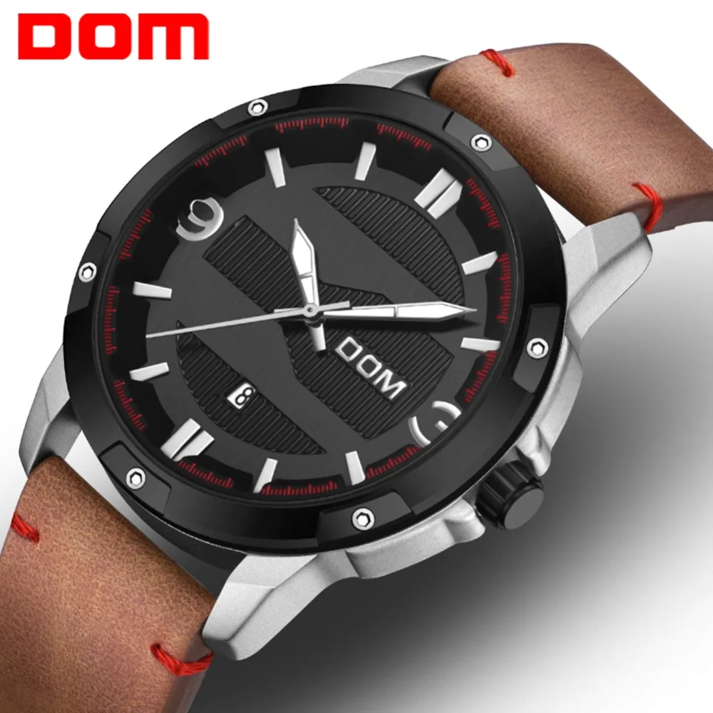 DOM Men's Watch Top Brand Luxury Big Dial Sport Quartz Wrist Watch Leather Strap Waterproof Calendar relogio masculino M-1219BL
DOM Men's Watch Top Brand Luxury Big Dial Sport Quartz Wrist Watch Leather Strap Waterproof Calendar relogio masculino M-1219BL