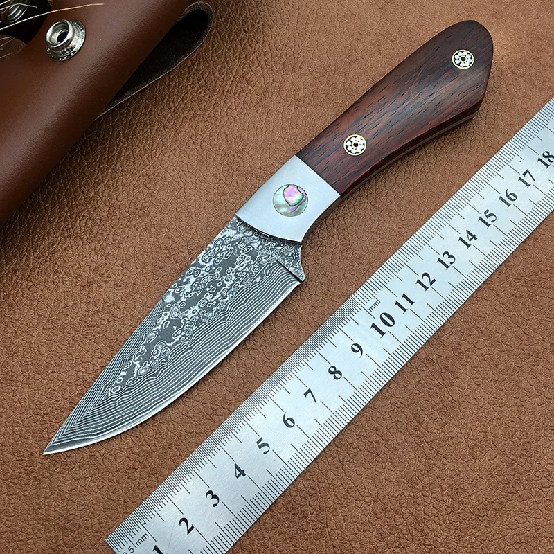 Damascus steel hunting knife fixed blade knives Utility survival tool wood handle Leather sheath craftsman collection gift faca
Damascus steel hunting knife fixed blade knives Utility survival tool wood handle Leather sheath craftsman collection gift faca