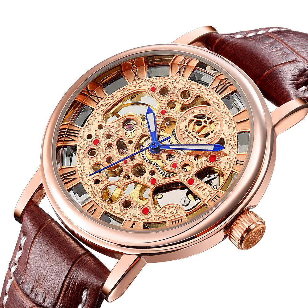 MG. ORKINA Clock Men Classic Engraved Hollow Skeleton Mechanical Wristwatch Rose Gold Watch Leather Strap Relogio Masculino
MG. ORKINA Clock Men Classic Engraved Hollow Skeleton Mechanical Wristwatch Rose Gold Watch Leather Strap Relogio Masculino