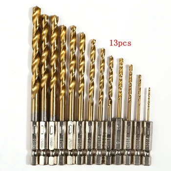 13pcs/set HSS Twist Drill Bit 1.5- 6.5mm High Speed Steel Titanium Coated 1/4 Hex Shank Drilling Bit for Metal Wood Power Tools
13pcs/set HSS Twist Drill Bit 1.5- 6.5mm High Speed Steel Titanium Coated 1/4 Hex Shank Drilling Bit for Metal Wood Power Tools