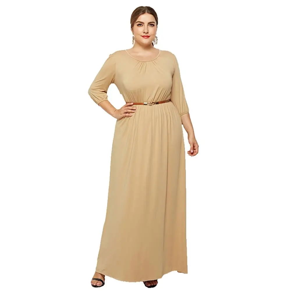 Big Tall Plus Size Dress Long Dress Solid Plain 3/4 Quarter Sleeve High Waist Fit And Flare Maxi Dress With Belt Apricot Purple
Big Tall Plus Size Dress Long Dress Solid Plain 3/4 Quarter Sleeve High Waist Fit And Flare Maxi Dress With Belt Apricot Purple