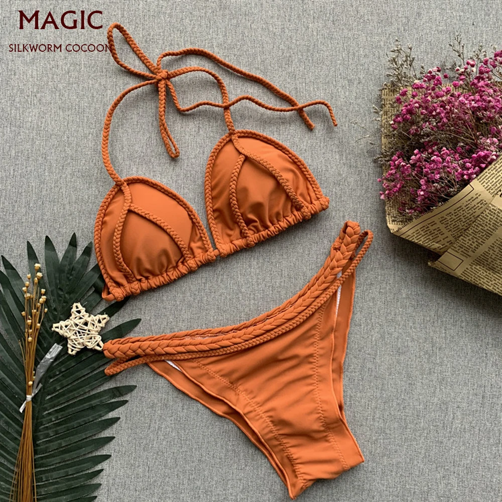 Two-piece Braided Swimwear Women Sexy Bikini Bandage Bikini Set Push-Up Brazilian Beachwear Swimsuit Mujer Solid Maillot De Bain
Two-piece Braided Swimwear Women Sexy Bikini Bandage Bikini Set Push-Up Brazilian Beachwear Swimsuit Mujer Solid Maillot De Bain