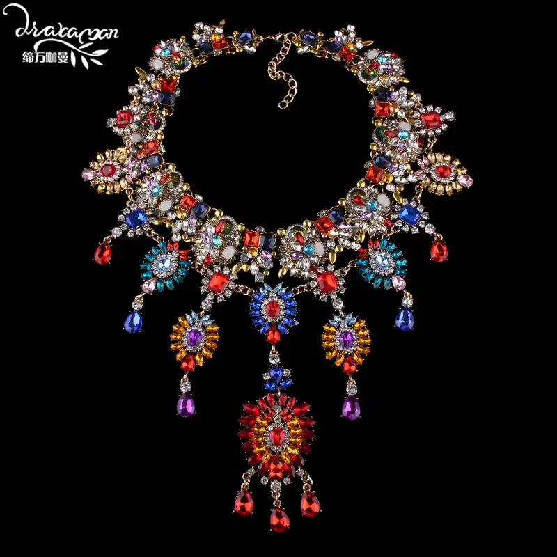Dvacaman 2018 Indian Bridal Women Big Statement Necklace Wedding