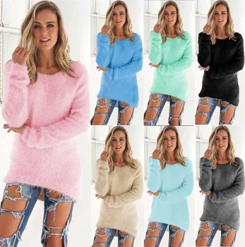 Womens Chic Autumn and winter Sweet Solid Color Long Sleeve Loose Medium and long section Knitted O-Neck pullover women Sweaters
Womens Chic Autumn and winter Sweet Solid Color Long Sleeve Loose Medium and long section Knitted O-Neck pullover women Sweaters