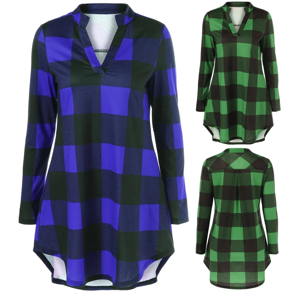 Fashion plus size Women V-Neck Long Sleeve Plaid Print Casual Top Blouse women blouse blusa feminina Free Shipping
Fashion plus size Women V-Neck Long Sleeve Plaid Print Casual Top Blouse women blouse blusa feminina Free Shipping