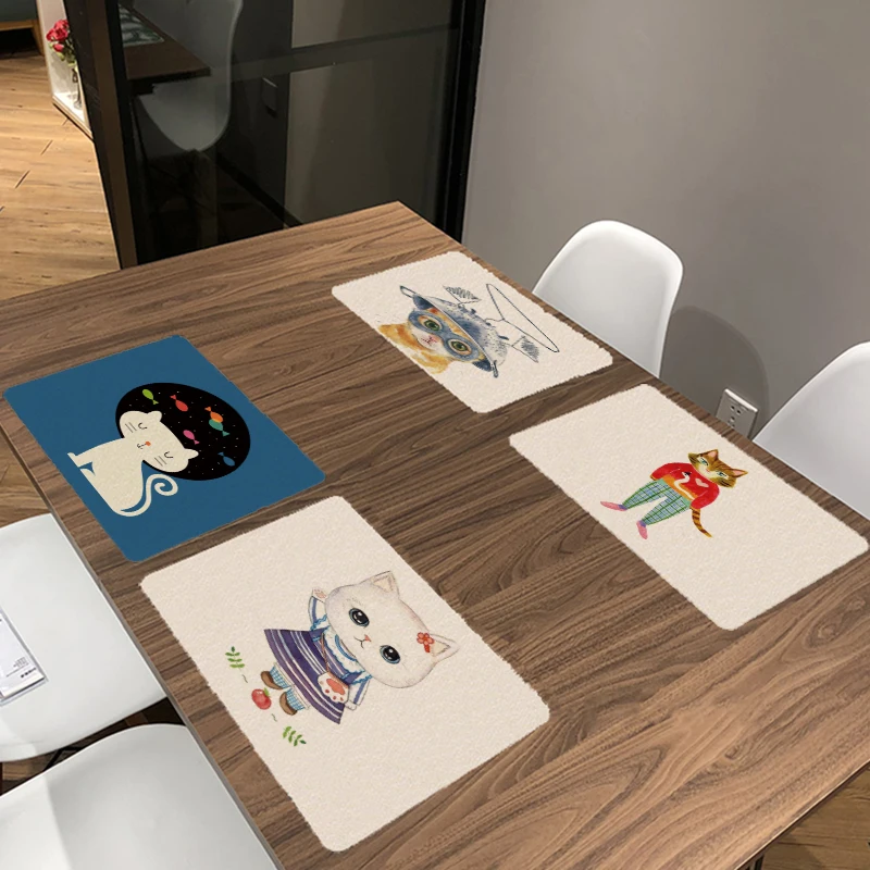 Wholesale Cute Cat 32 x 42 cm Dining Table Napkin Bell Glasses Spaceship Cafe Table Mat Family Kitchen Decoration Tablecloth
Wholesale Cute Cat 32 x 42 cm Dining Table Napkin Bell Glasses Spaceship Cafe Table Mat Family Kitchen Decoration Tablecloth
