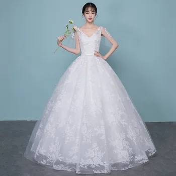High Quality cheap White Wedding Dress A Line V-neck Appliques Lace Garden Formal Bridal wedding Gown Plus Size
High Quality cheap White Wedding Dress A Line V-neck Appliques Lace Garden Formal Bridal wedding Gown Plus Size