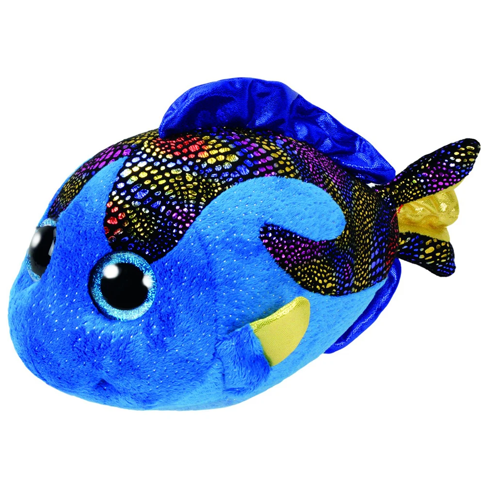 

Pyoopeo Original Ty Boos 6" 15cm Aqua Blue Fish Plush Regular Soft Big-eyed Stuffed Animal Collectible Doll Toy with Heart Tag