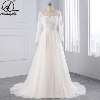 Vintage A line Scoop Neckline Lace Appliques Wedding Dress Beach Romantic Half Sleeve Tulle Court Train vestidos de novia
Vintage A line Scoop Neckline Lace Appliques Wedding Dress Beach Romantic Half Sleeve Tulle Court Train vestidos de novia