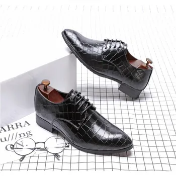 British Style The crocodile grain Dress Shoes Men Fashion Business Flat Shoes Men's Lace-up Breathable Casual Oxford party Shoes
British Style The crocodile grain Dress Shoes Men Fashion Business Flat Shoes Men's Lace-up Breathable Casual Oxford party Shoes