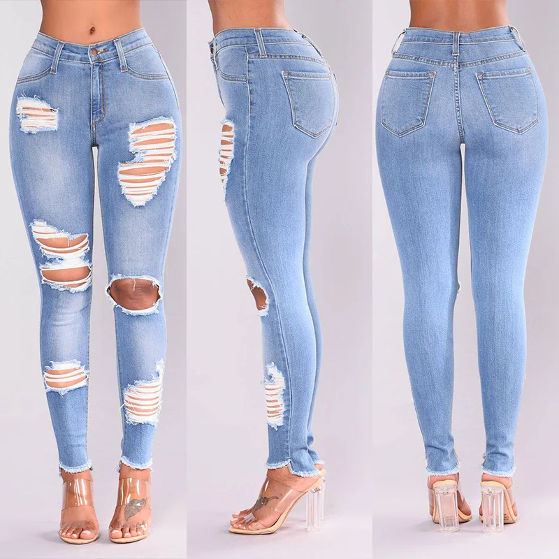Fashion Hole Jeans for Women Office Lady Solid High Waisted Pencil Jeans Skinny Butt Lift Pants
Fashion Hole Jeans for Women Office Lady Solid High Waisted Pencil Jeans Skinny Butt Lift Pants