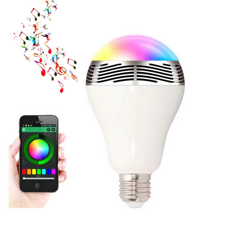 Wireless Bluetooth Speaker w/ Smart LED Light Bulb Shape Color Changing 100V-240V 6W