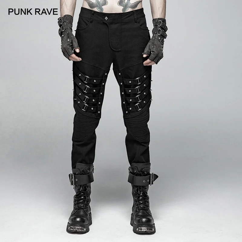 PUNK RAVE Men's Punk Heavy Metal Tip Rive Black Trousers Gothic Performance Personality Harajuku Pants Men Streetwear
PUNK RAVE Men's Punk Heavy Metal Tip Rive Black Trousers Gothic Performance Personality Harajuku Pants Men Streetwear