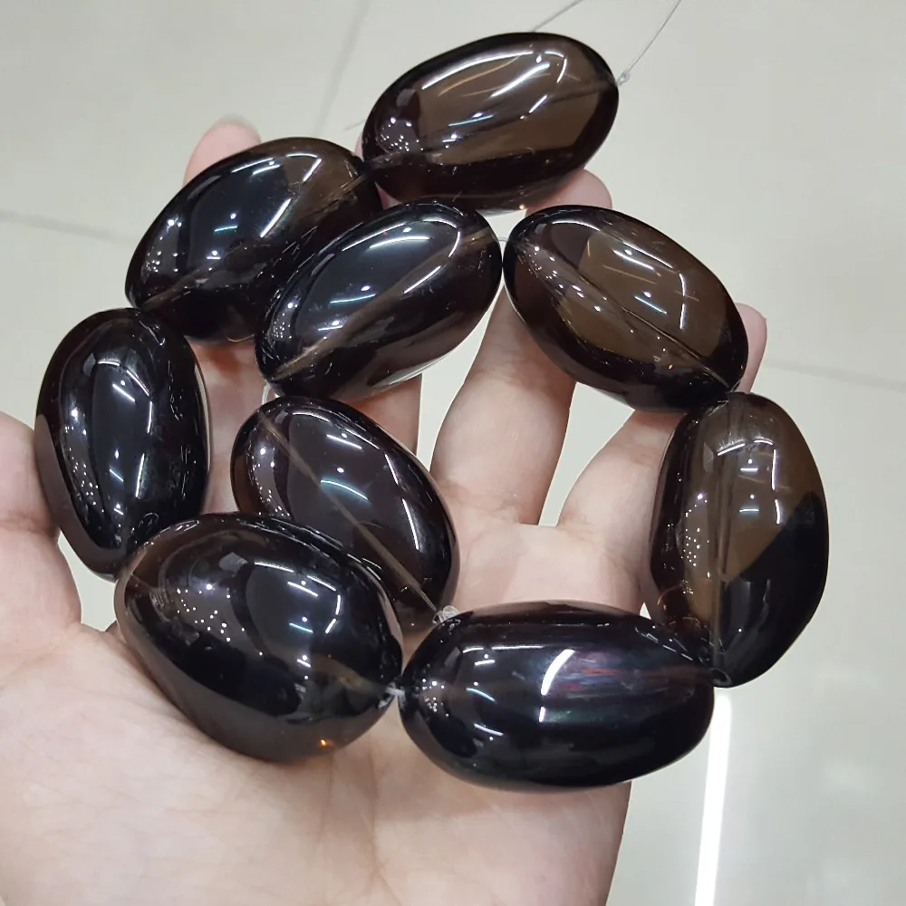 Amazing!!!Natural Smoky Quartz Round-brilliant -Shape Big beads about 26x39mm--28x43mm Jewelry Making 9-10 pcs/strand
Amazing!!!Natural Smoky Quartz Round-brilliant -Shape Big beads about 26x39mm--28x43mm Jewelry Making 9-10 pcs/strand