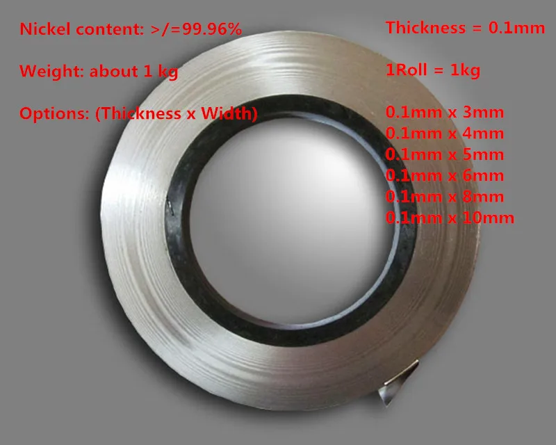 Thickness 0.1mm Weight 1kg Pure Nickel Plate Strap Strip Sheets 99.96% for Battery Spot Welder
Thickness 0.1mm Weight 1kg Pure Nickel Plate Strap Strip Sheets 99.96% for Battery Spot Welder