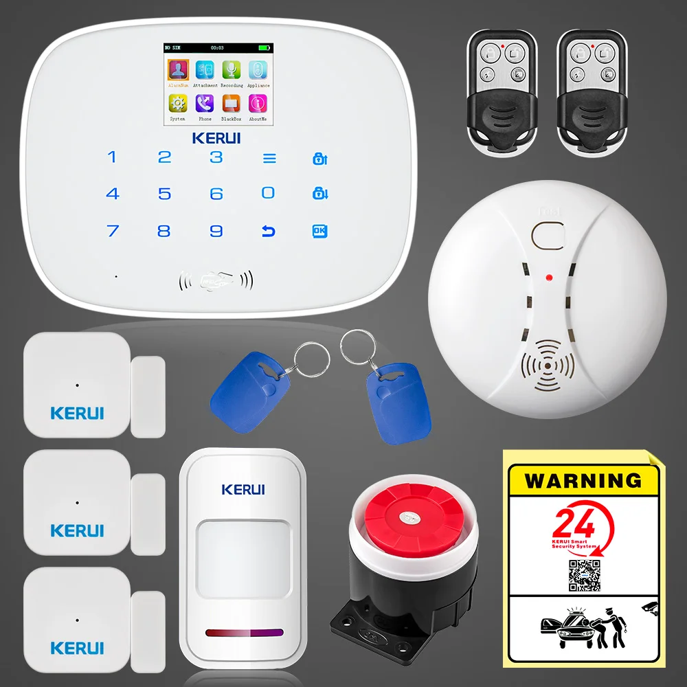 

KERUI Russian English Language 433MHZ Alarma G19 Wireless Home Alarme Burglar Alarm Systems Security Home with Smoke Detector