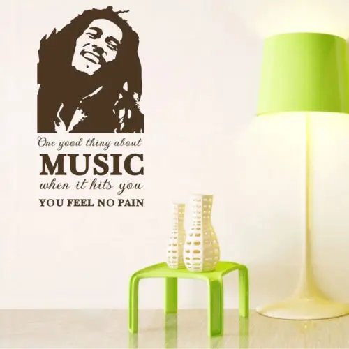 Wall Quote Decal Vinyl Sticker Art Bob Marley Music Makes You Feel No Pain | Дом и сад