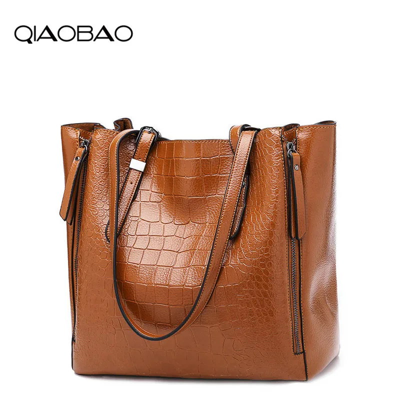QIAOBAO Fashion Casual Women Shoulder Bags Brown Black Crocodile Handbag Quality Leather Female Big Tote Bag Ladies HandBags Sac
QIAOBAO Fashion Casual Women Shoulder Bags Brown Black Crocodile Handbag Quality Leather Female Big Tote Bag Ladies HandBags Sac