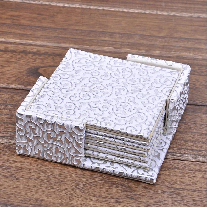 4'' square PU leateher coffee tea cup pad cup mat coaster placemat paper lace doilies gold over white 2141A
4'' square PU leateher coffee tea cup pad cup mat coaster placemat paper lace doilies gold over white 2141A