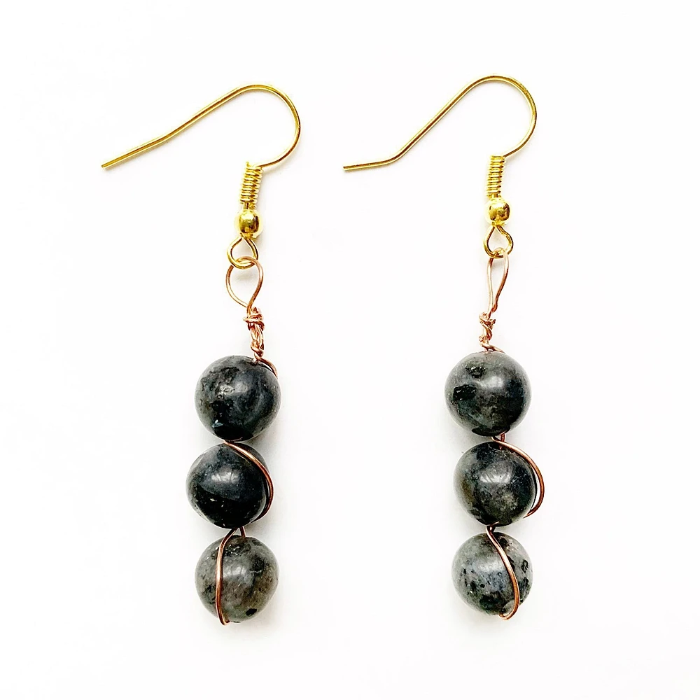 Natural Black Labradorite Earrings Copper Wire Wrapped 8mm Labradorite Stone Beads Dangle Earrings Hook Gold-color Jewelry
Natural Black Labradorite Earrings Copper Wire Wrapped 8mm Labradorite Stone Beads Dangle Earrings Hook Gold-color Jewelry