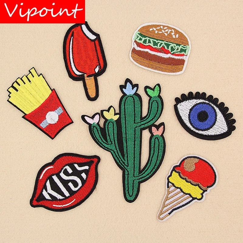 VIPOINT embroidery ice cream lip patches eyes hamburger cactus patches badges applique patches for clothing XW-151
VIPOINT embroidery ice cream lip patches eyes hamburger cactus patches badges applique patches for clothing XW-151