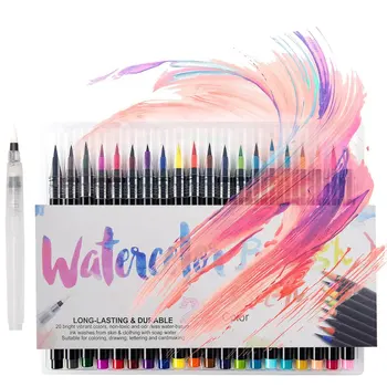 20 Water Coloring Brush Pens with Flexible Tip, Soft Coloring Brush for Adults&Kids Coloring Book, Comics & Calligraphy, Sketch
20 Water Coloring Brush Pens with Flexible Tip, Soft Coloring Brush for Adults&Kids Coloring Book, Comics & Calligraphy, Sketch