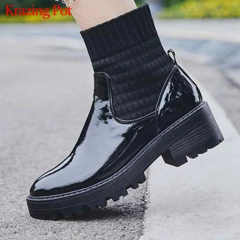 Krazing pot genuine leather thick bottom med heel Autumn Winter round toe dating modern western knitting stretch ankle boots l77
Krazing pot genuine leather thick bottom med heel Autumn Winter round toe dating modern western knitting stretch ankle boots l77