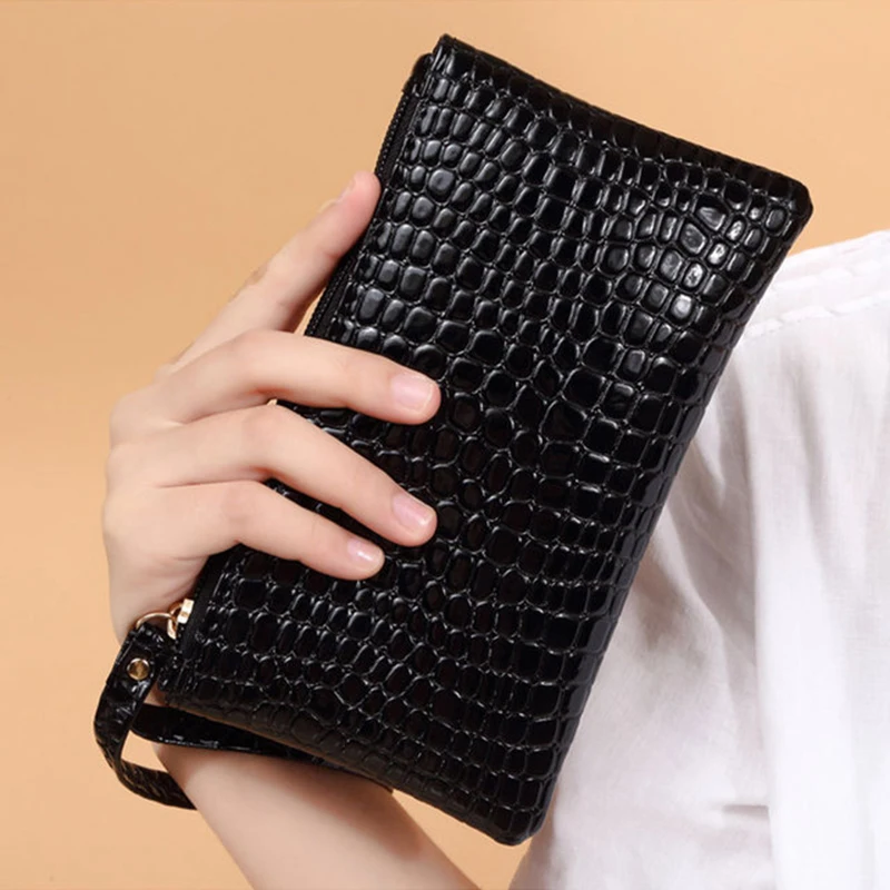 Crocodile Grain Black PU Leather Women Wallet Long Wallet Hasp Phone Bag Money Female Wallets Purse Money Coin Pocket
Crocodile Grain Black PU Leather Women Wallet Long Wallet Hasp Phone Bag Money Female Wallets Purse Money Coin Pocket