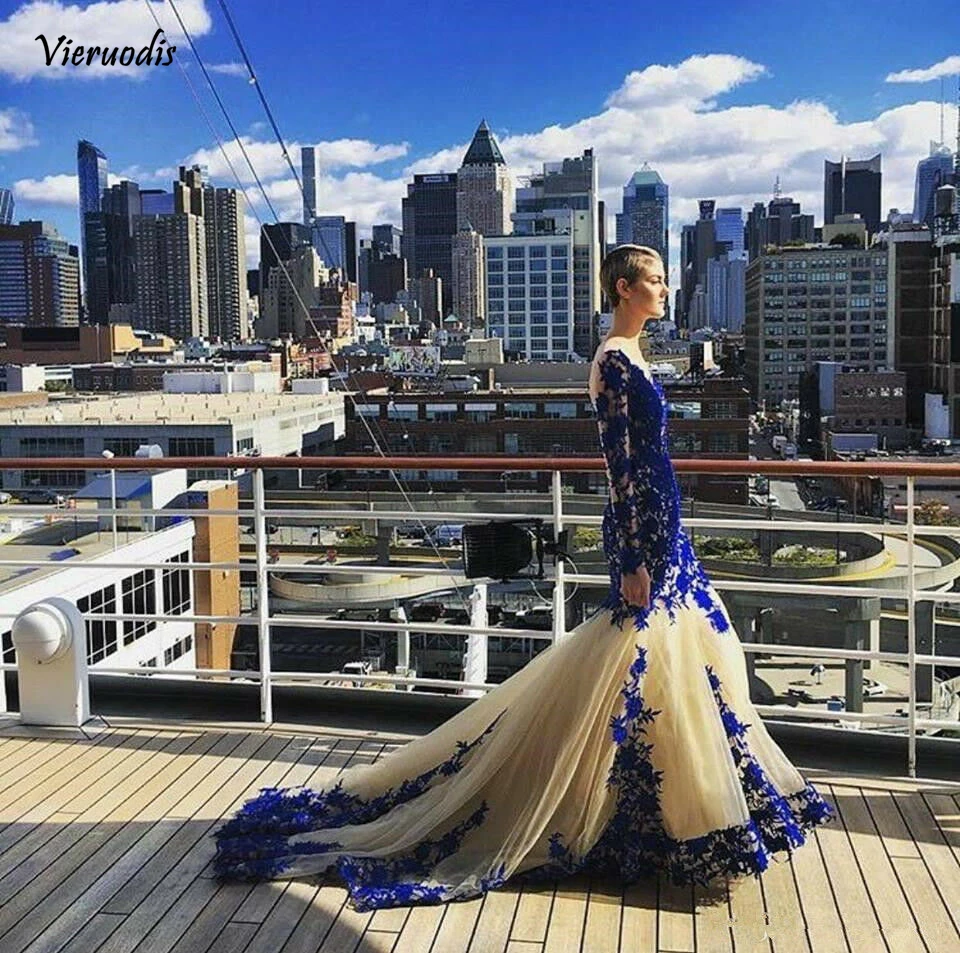 New Luxury Champagne Prom dress Scoop Neck Long Sleeve Royal Blue Applique Party Evenign Gowns Custom
New Luxury Champagne Prom dress Scoop Neck Long Sleeve Royal Blue Applique Party Evenign Gowns Custom