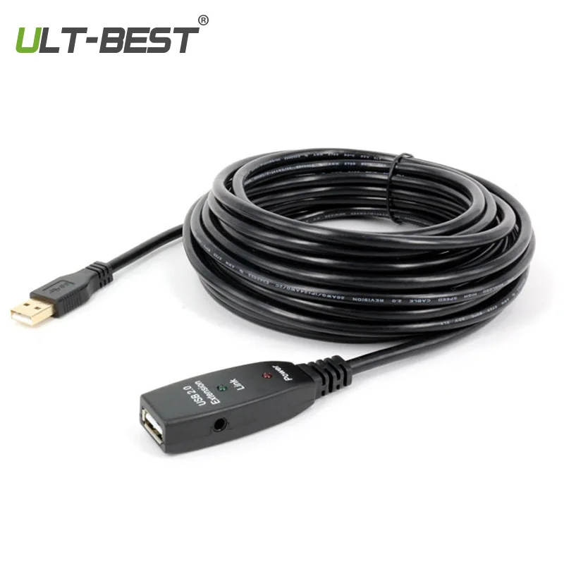 

ULT-Best USB Extension Cable 5M 10M 15M 20M 25M 30M USB2.0 Active Repeater A Male to A Female Long Cables With Signal Booster