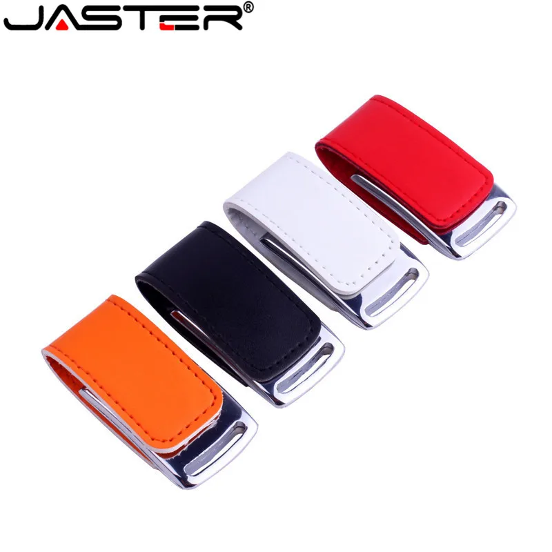 

JASTER NEW metal USB flash drive Leather & metal keyring Pendrive fashion creativo USB 2.0 64gb 32gb 16gb 8g Memory stick U Disk