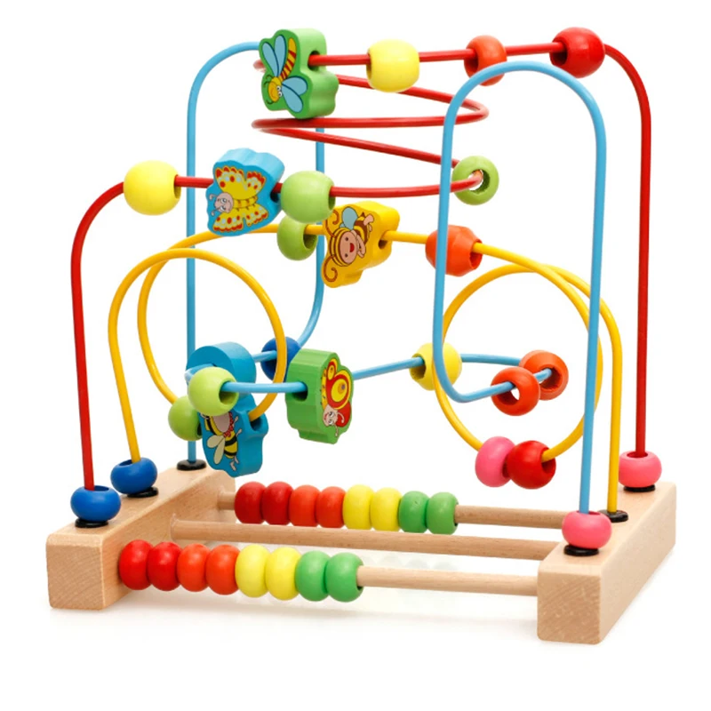 Детские деревянные математические игрушки счетные круги шарик Abacus проволочный