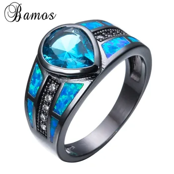 Bamos Women Men Water Drop Light Blue Zircon Ring Black Gold Filled Wedding Party Blue Fire Opal Rings Birthday Gift Anel RB1149
Bamos Women Men Water Drop Light Blue Zircon Ring Black Gold Filled Wedding Party Blue Fire Opal Rings Birthday Gift Anel RB1149