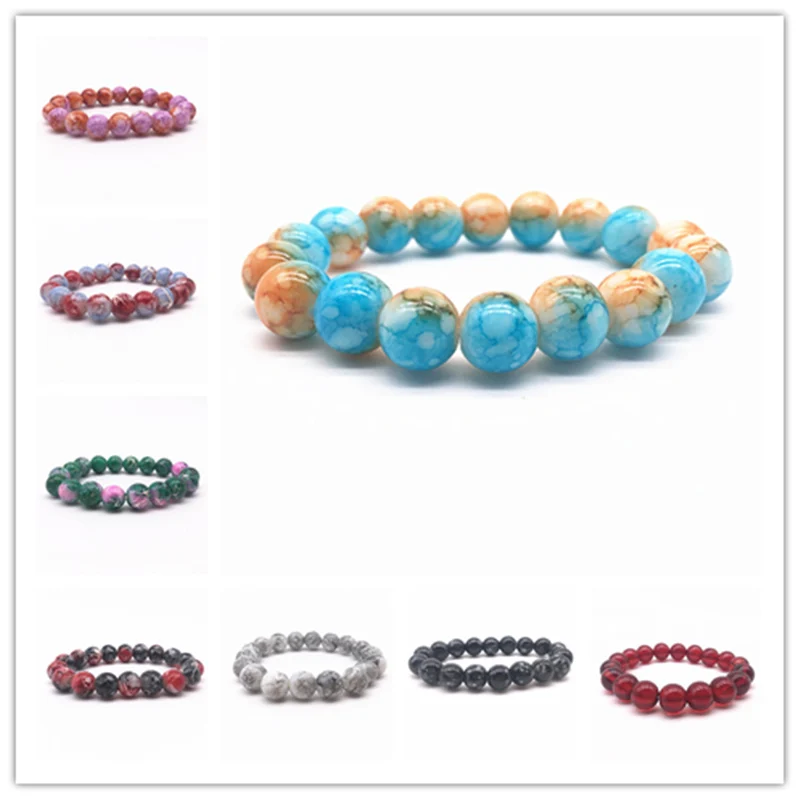 Fashion Women's 10mm Double Color Decorative pattern Glass Beads Elastic Bracelet DIY Jewelry
Fashion Women's 10mm Double Color Decorative pattern Glass Beads Elastic Bracelet DIY Jewelry