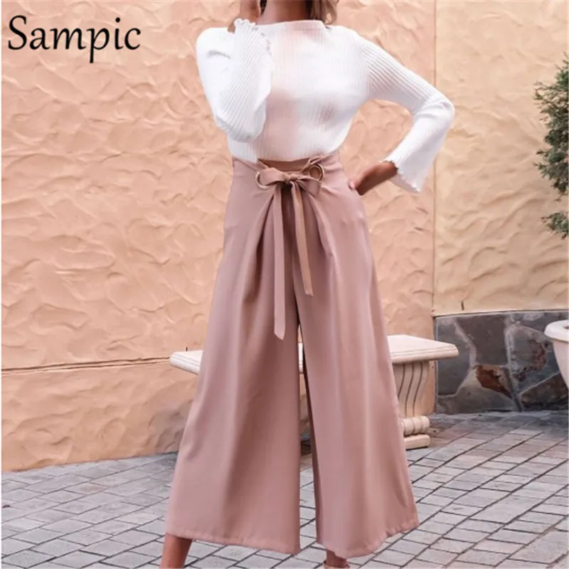 Sampic Wide Leg High Waist Women Pants Plus Size Office Loose Casual Bandage Trousers Black Pink Autumn Summer Long Pants 4XL
Sampic Wide Leg High Waist Women Pants Plus Size Office Loose Casual Bandage Trousers Black Pink Autumn Summer Long Pants 4XL