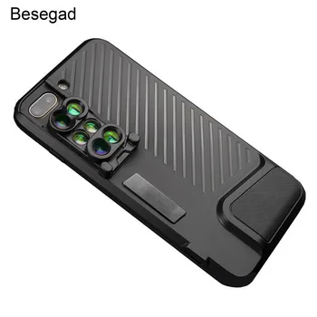 

Besegad Dual Camera Lens Wide Angle Fish Eye Lens Macro Lens Telephoto with Phone Cover Case Box for iPhone 7Plus 8Plus Gadgets