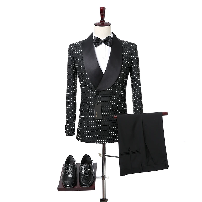 Black Grid Cloth Men Suits Shawl Lapel Double Breasted Botton Wedding Tuxedos Two Piece Blazer Jacket Pants Foviva Style 09010
Black Grid Cloth Men Suits Shawl Lapel Double Breasted Botton Wedding Tuxedos Two Piece Blazer Jacket Pants Foviva Style 09010