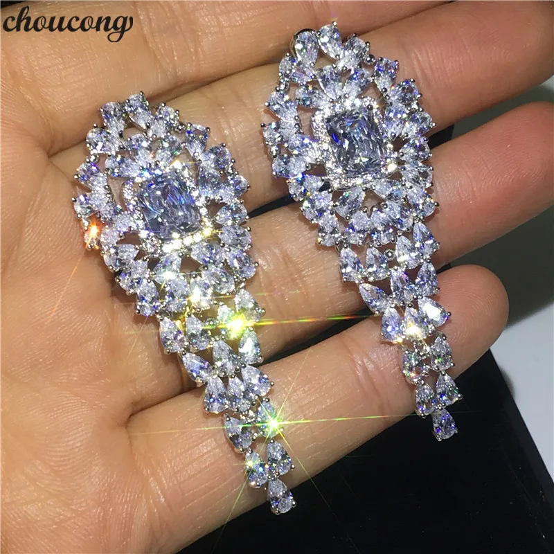 choucong Luxury Flower Drop earring AAAAA zircon cz White Gold Filled Engagement Wedding Dangle Earrings for women Party jewelry
choucong Luxury Flower Drop earring AAAAA zircon cz White Gold Filled Engagement Wedding Dangle Earrings for women Party jewelry