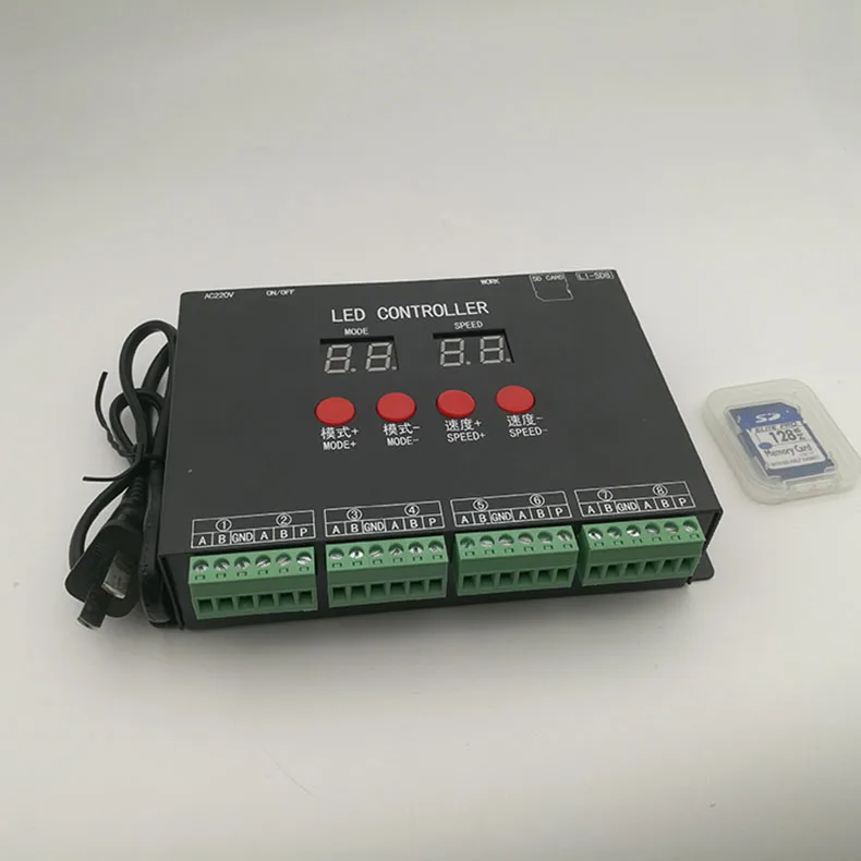 Контроллер светодиодного пикселя 128 пикселей для sd-карты контроллер AC220V Inputfor WS2801