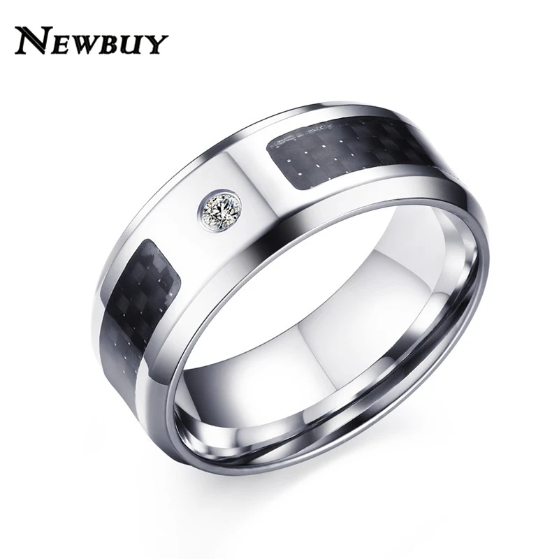 NEWBUY 8mm Men's Wedding Band Ring Black and Blue Carbon Fiber Inlay Cubic Zirconia Engagement Ring For Men Male Jewelry
NEWBUY 8mm Men's Wedding Band Ring Black and Blue Carbon Fiber Inlay Cubic Zirconia Engagement Ring For Men Male Jewelry
