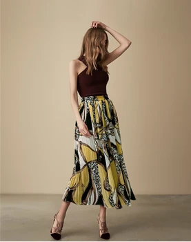 2019 New Arrival Streetwear Style Midi Pleated Print Skirt Women Elastic Waist Yellow Chiffon Skirts Womens High Quality Faldas
2019 New Arrival Streetwear Style Midi Pleated Print Skirt Women Elastic Waist Yellow Chiffon Skirts Womens High Quality Faldas